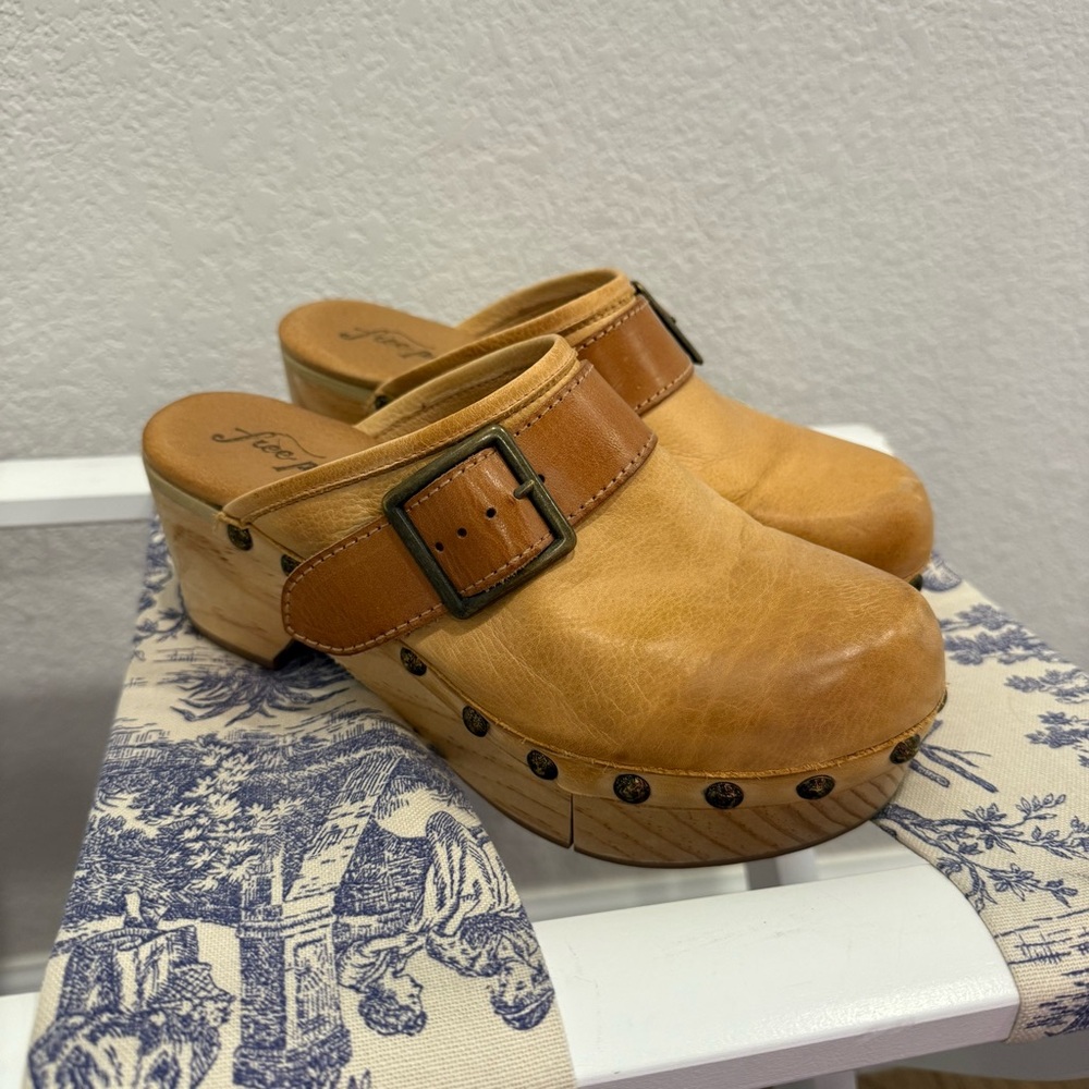 Free People Leather Clogs with Buckle